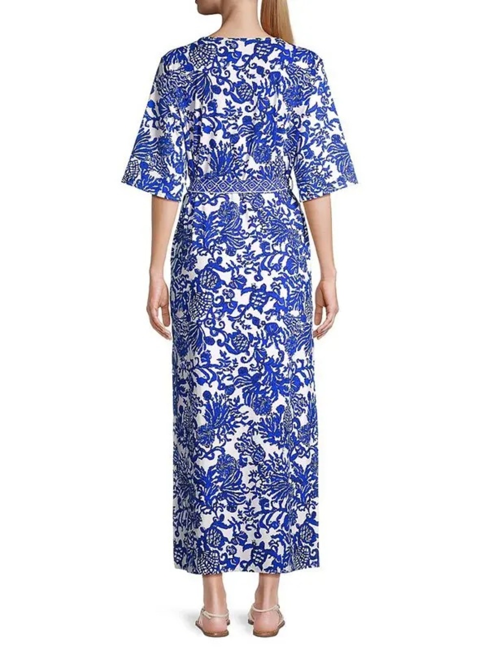Lilly Pulitzer Women's Remelle Coral Belted Maxi Dress in Deeper Coconut - Picture 2 of 5